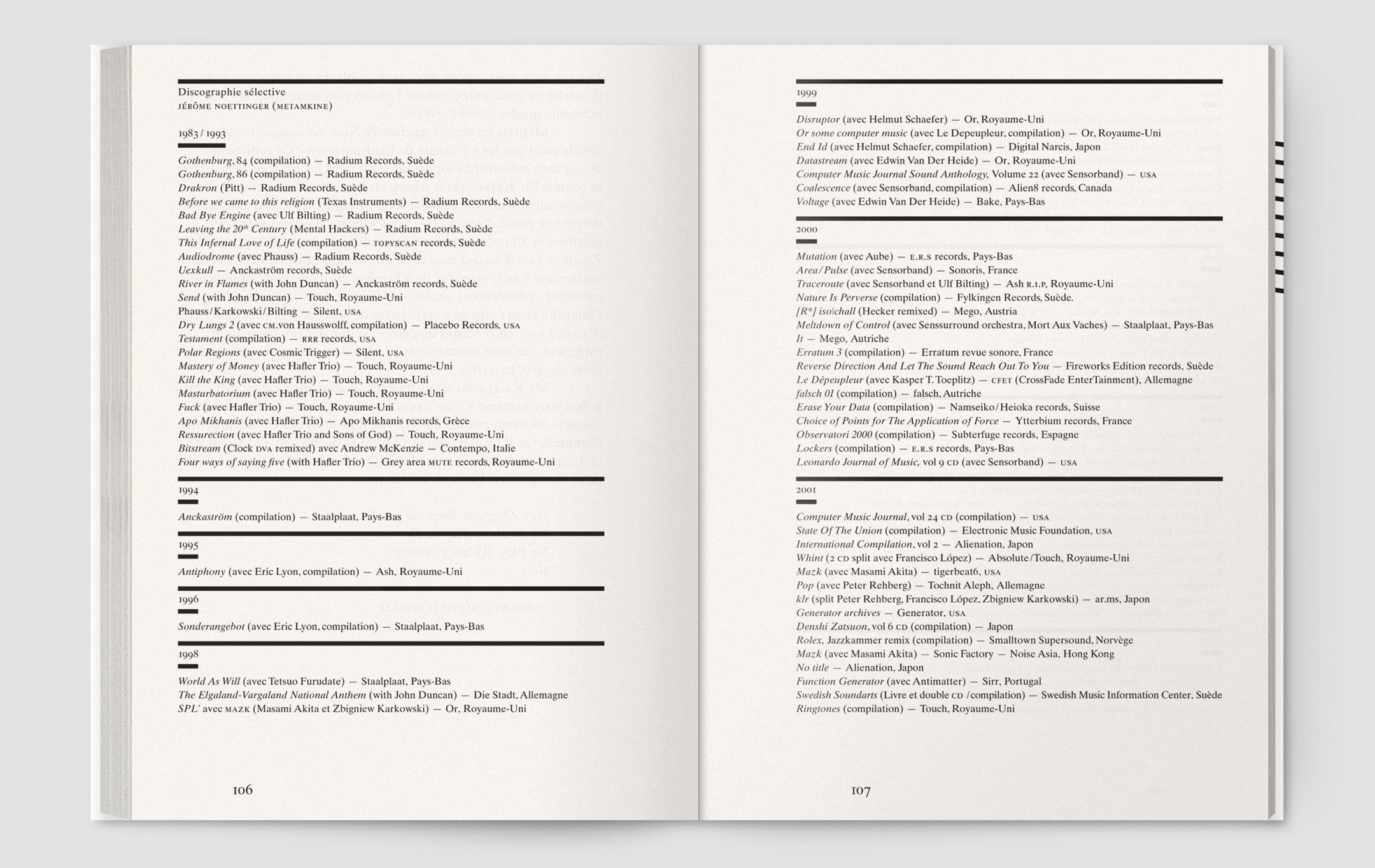 Zbigniew Karkowski, Physiques sonores